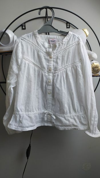 Blouse chemise blanche dentelle et plumetis 5 ans TAO