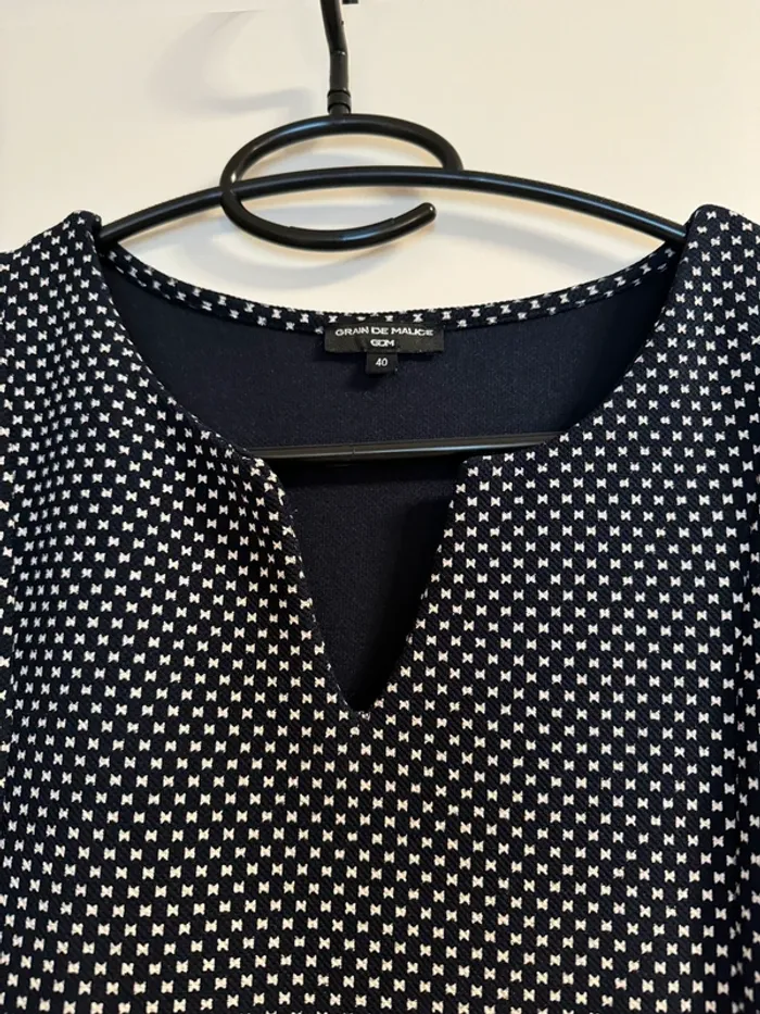 Robe bleue marine à motifs blancs - photo numéro 2