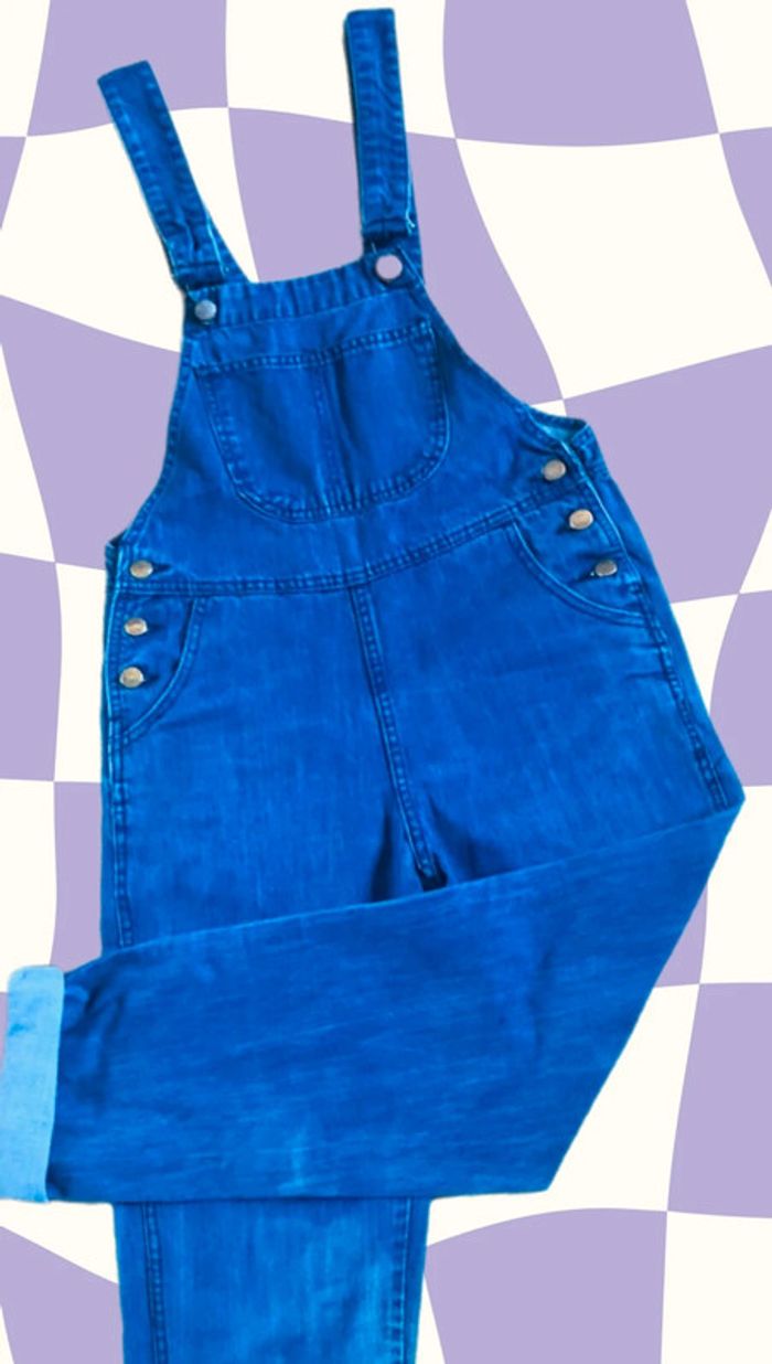 🔷Salopette longue en jean années 2000 Y2k denim dungarees overalls🔷 - photo numéro 3