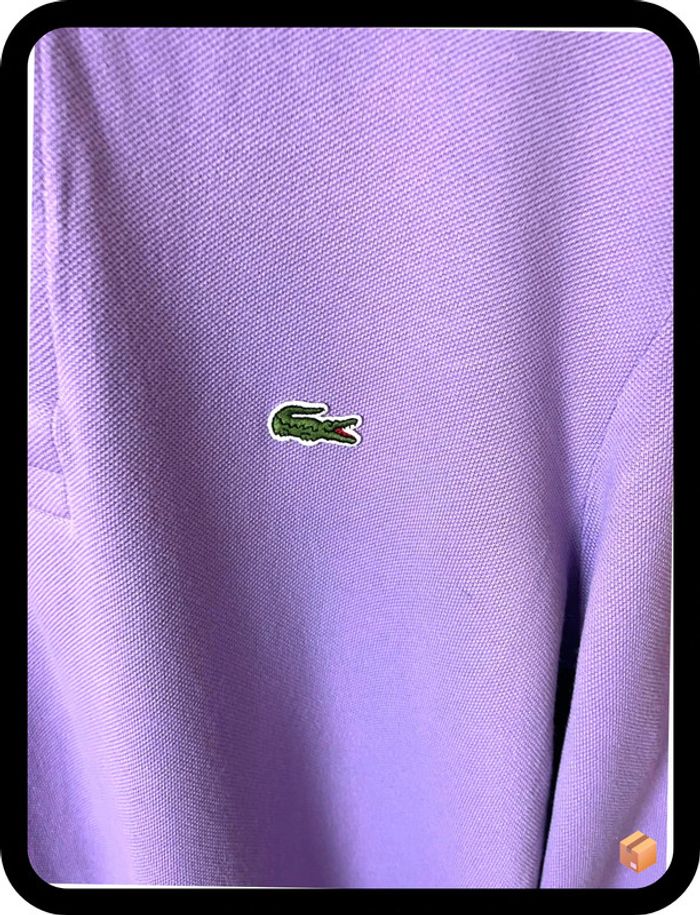 Polo Lacoste Homme manches longues – Coloris lila – Taille 3 M – Modèle L1312 - photo numéro 2
