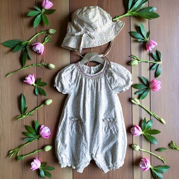 JACADI - ENSEMBLE 2P BÉBÉ FILLE IMPRIMÉ LIBERTY, NOEUD, TONS PASTELS & SMOCK 12M