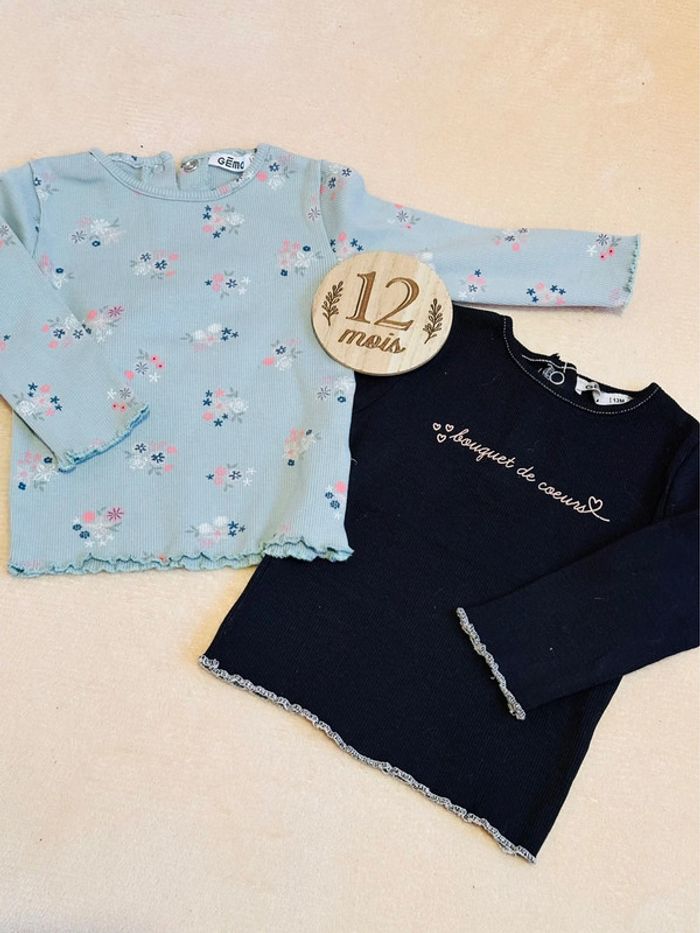 Lot 2 t-shirts manches longues Gémo