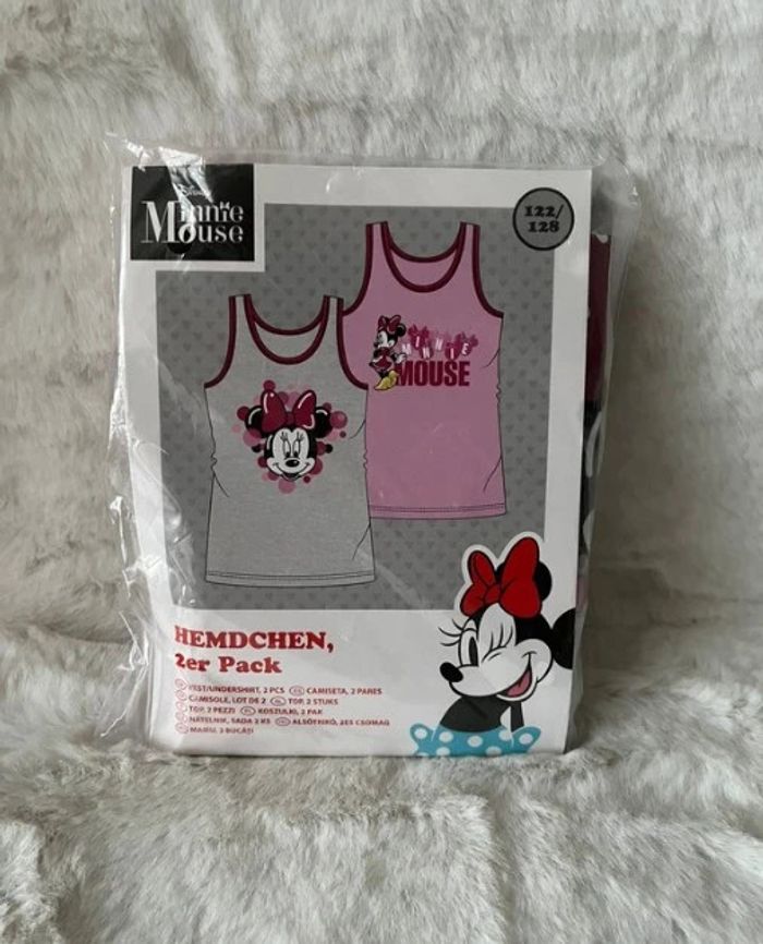 Lot 2 débardeurs, Tshirts, maillots de corps Minnie Mousse Disney 7/8 ans