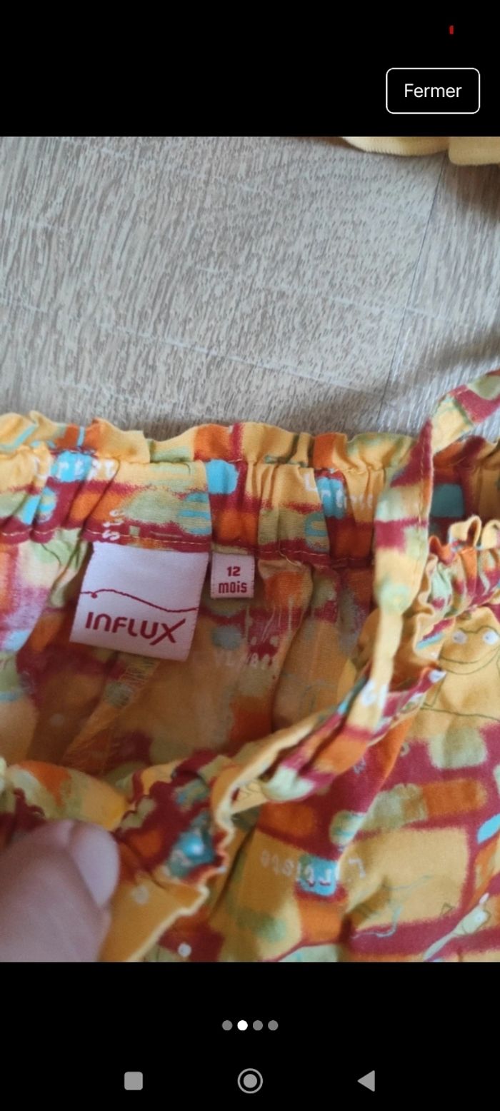 Lot ensemble short et débardeur fille 12 mois jaune et orange - photo numéro 2