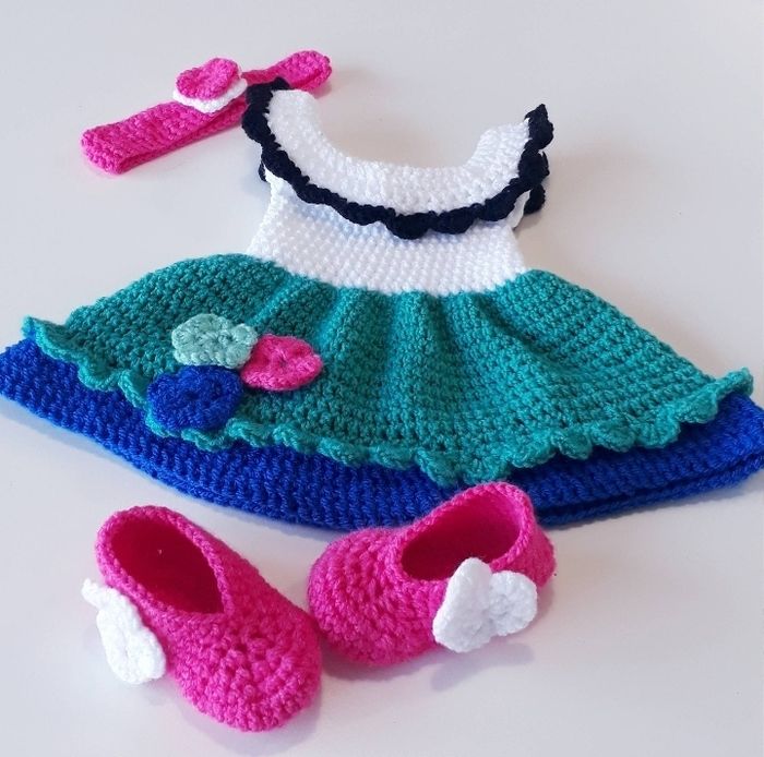 Vêtement bébé fille robe crochet noeud 6 mois - photo numéro 4