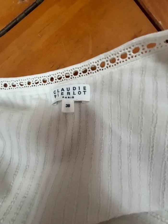 🤍 sublime blouse en coton blanc - Claudie Pierlot - T38 - photo numéro 7