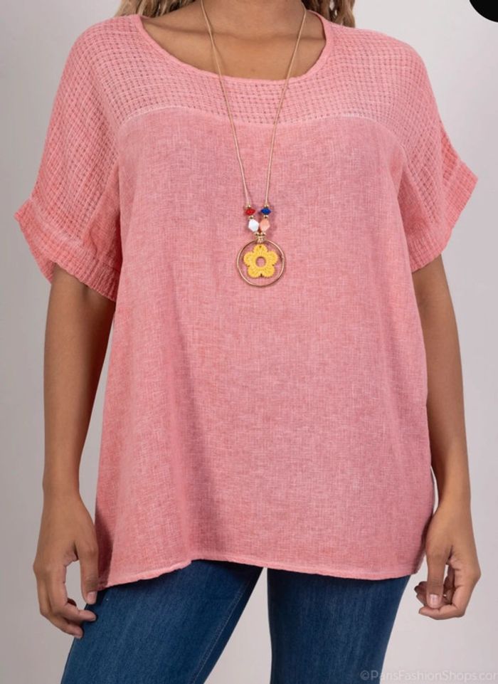 Top lin et coton mélangé