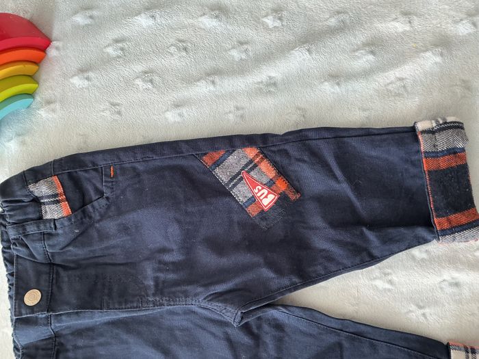 pantalon léger marine revers orange et blanc taille réglable 12 mois u tout petits - photo numéro 5