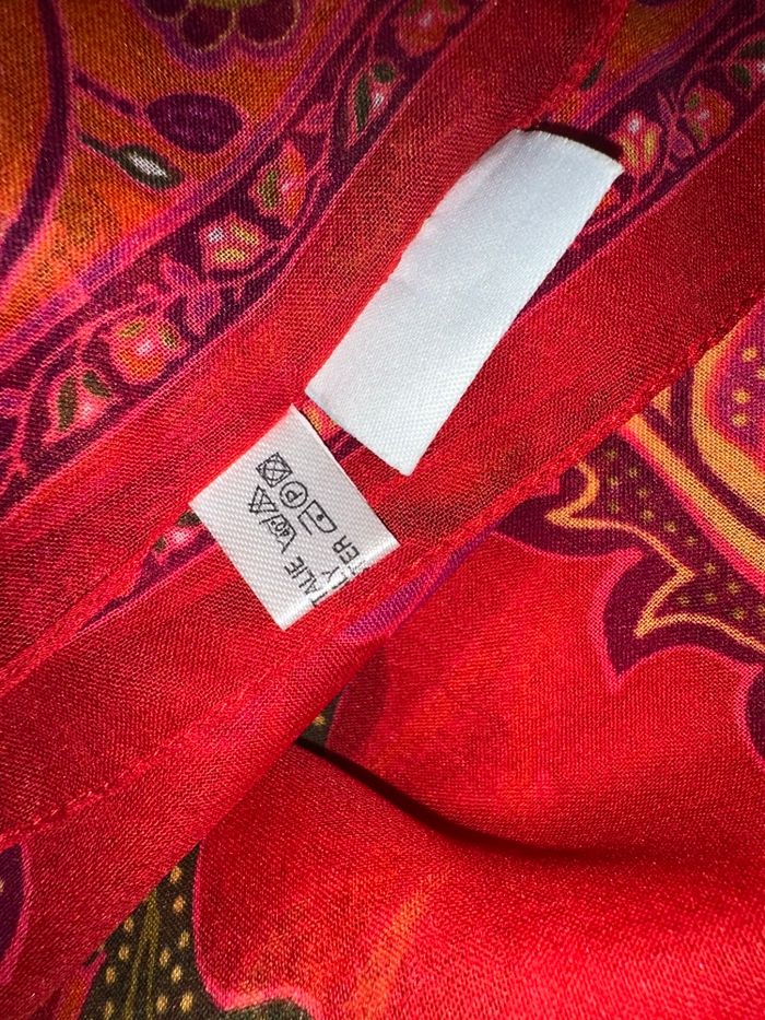 Foulard étole oversize paisley fleurs rouge et multicolore Printemps 100x160cm - photo numéro 4