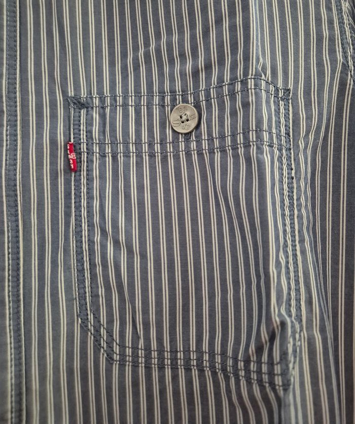 chemise levis homme taille S / 36 bleu à rayures blanches manches longues 100% coton Levi's - photo numéro 2