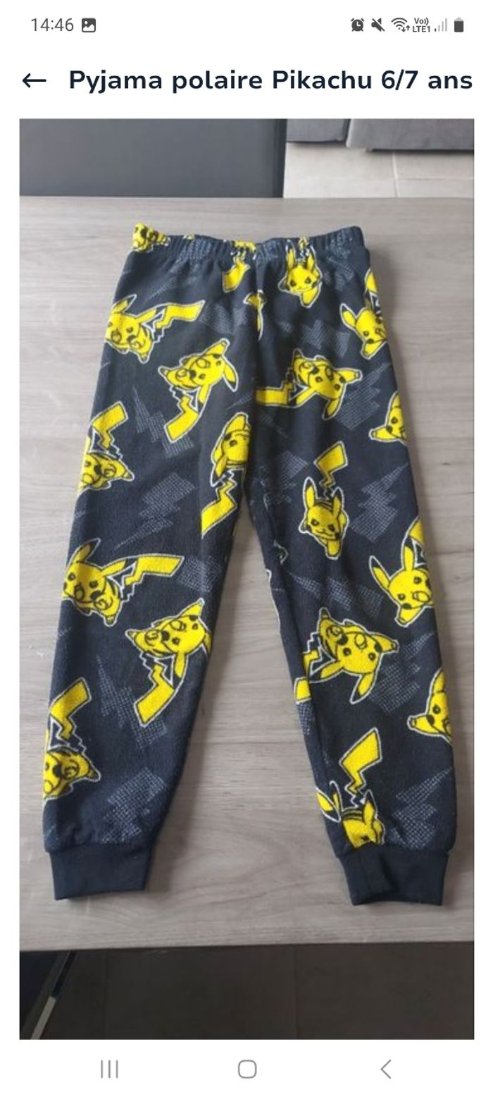 Pyjama polaire Pikachu taille 6/7 ans - photo numéro 3