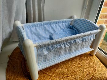 Lit poupée Vintage Berchet vichy bleu