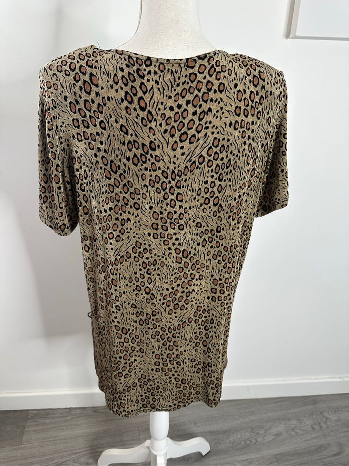 Blouse oversize leopard marron et beige Vintage T46 3XL - photo numéro 6