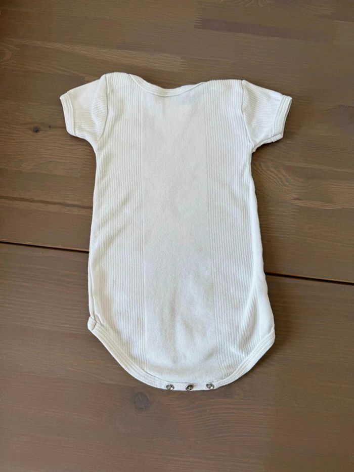 Body manches courtes Petit Bateau - Côtelé Blanc - 6 mois (67 cm) - photo numéro 3