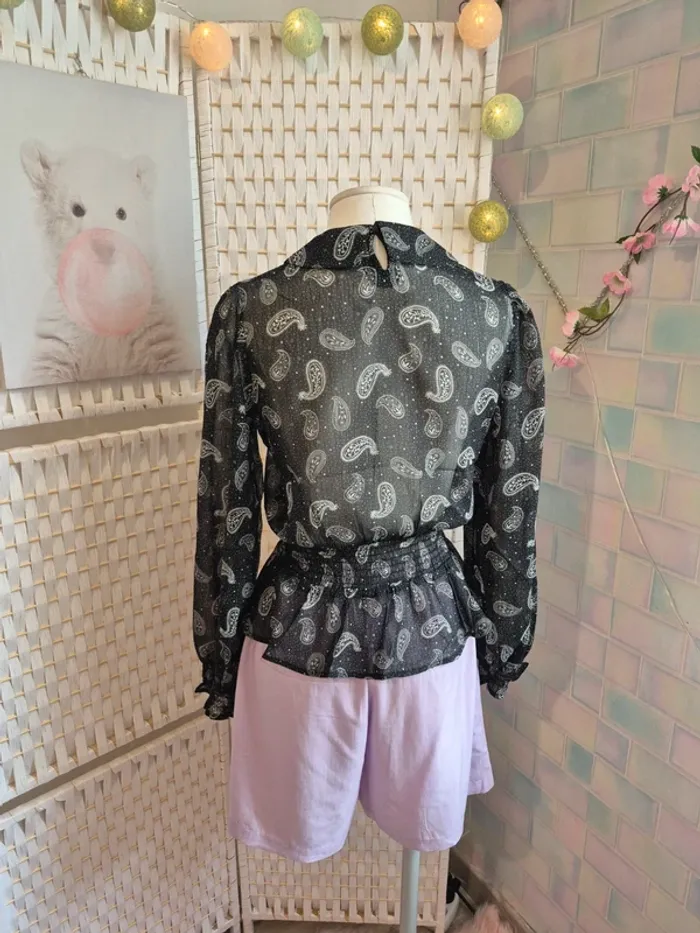 💕jolie blouse bizzbee noir motifs cachemire femme TS / 36 💕 - photo numéro 2