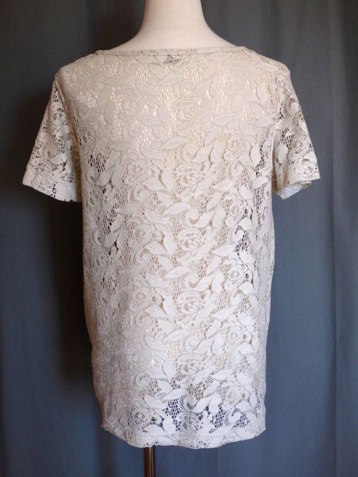 Top dentelle écru Pull & Bear - photo numéro 3