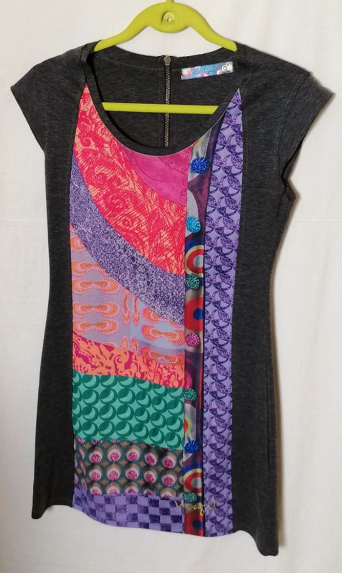 Robe courte gris multicolore taille M Desigual - photo numéro 9