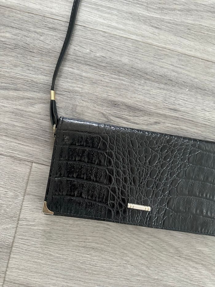 Pochette en cuir de vachette embossée noire Vintage - photo numéro 3