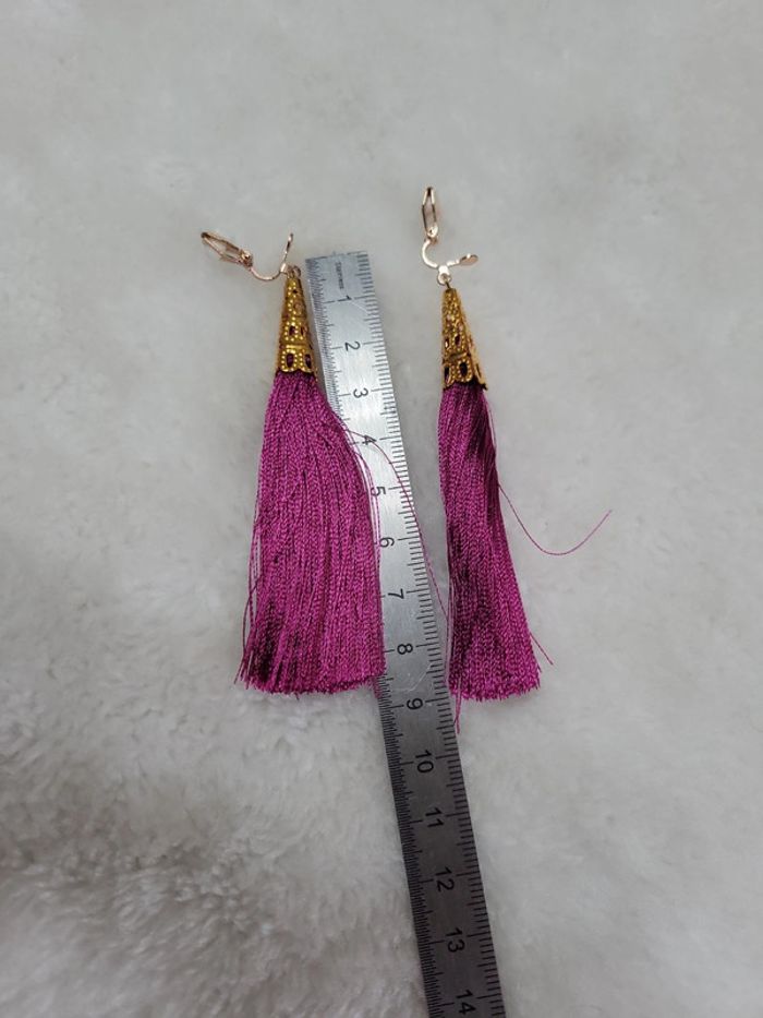 Clips fils de coton ponpons violet - photo numéro 7