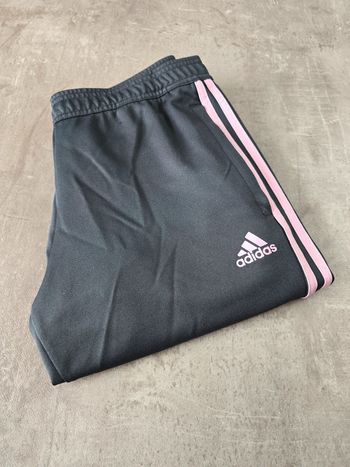 Pantalon jogging Adidas trackpant climacool gris anthracite bande rose taille M