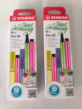 Lot 2 x 18 stylos stabilo point 68