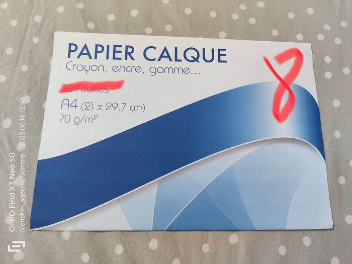 8 feuilles de papier calque A4 21x29, 7cm 70g/m2 Réduction jusqu'à -70%