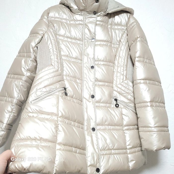 Doudoune manteau femme beige métallisé Saturne taille L - photo numéro 3