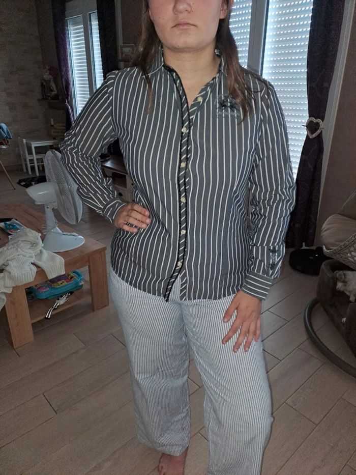 Chemise femme la Martina t4 tbe gris blanc rayé - photo numéro 5