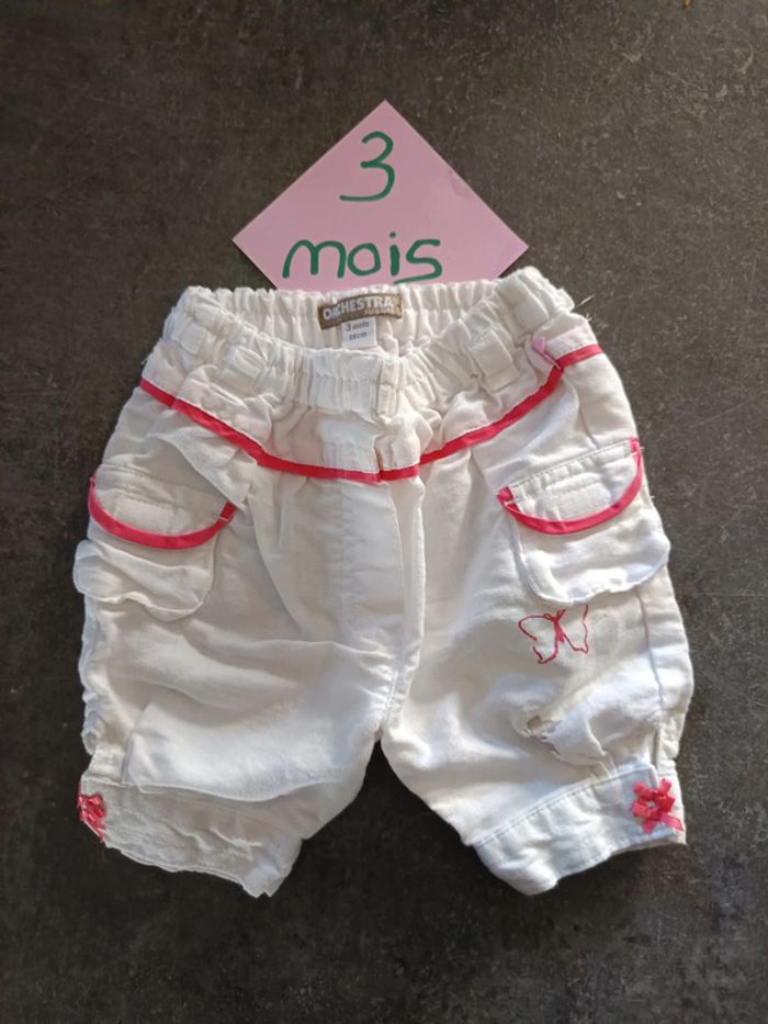 Pantacourt blanc 3 mois