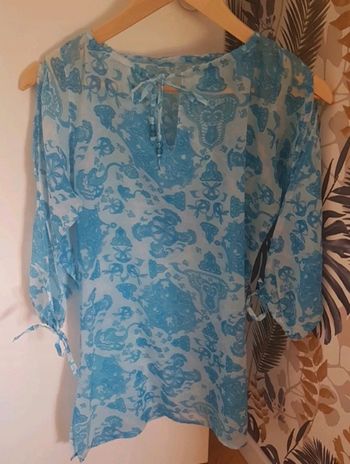 Chemise de plage bleue à motifs transparente