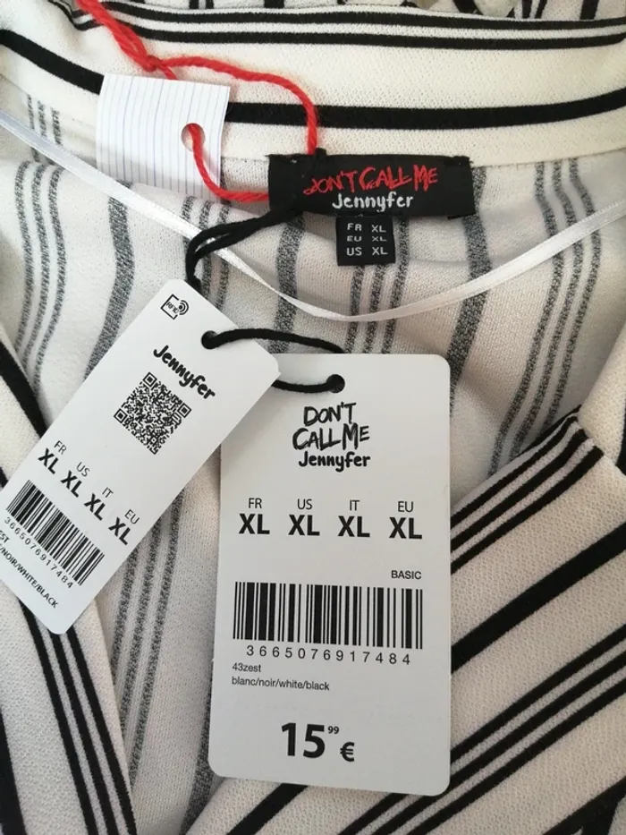 Chemisier blouse cache cœur rayée noire et blanche avec noeud / don't call me jennyfer / (XL) - photo numéro 6
