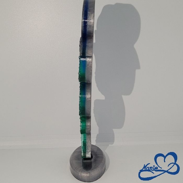 Rose en resine bleue et verte - photo numéro 2