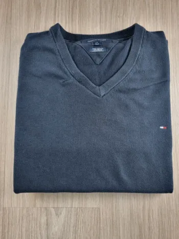 Pull a coll V bleue Cachemire Tommy Hilfiger Homme Taille M
