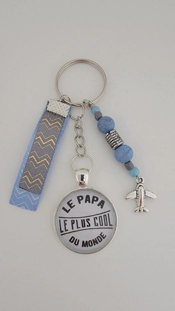 Cadeau papa, porte clé message bijoux de sac " papa le plus coolb