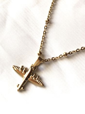 Collier Pendentif Breloque Petit Avion Planeur Minimaliste Perles Chaîne Bijou Doré Fantaisie Femmes