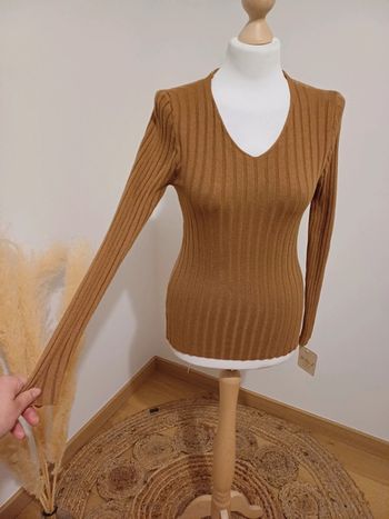 Top marron côtelé neuf Willy-Z taille XS/S 34/36