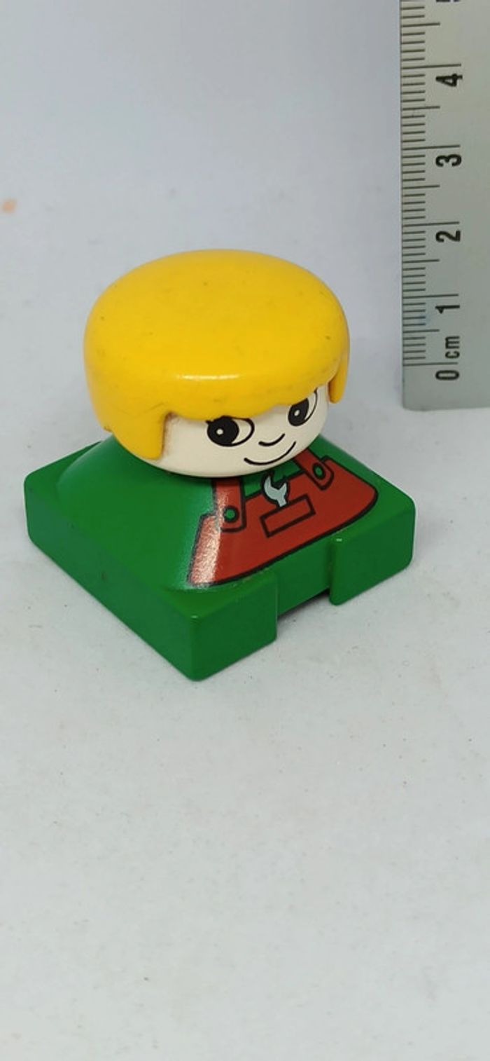 Tête d'homme avec carré vert lego duplo vintage