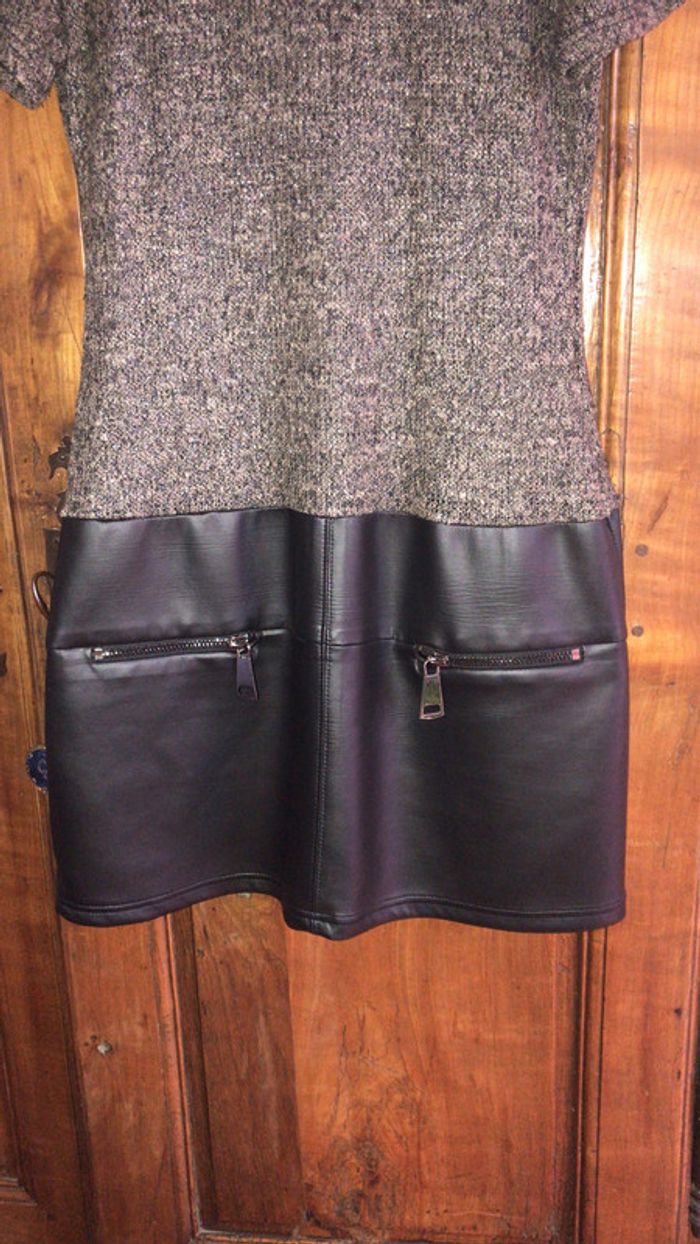 Jus d orange robe chic marron relief brillant et noir - photo numéro 2