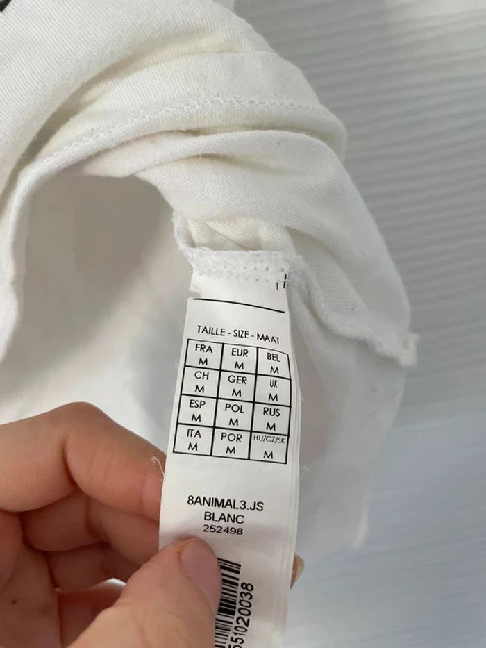 Haut t-shirt blanc coloré motifs imprimés chien manches courtes col rond - photo numéro 6