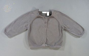 Gilet cardigan tricot gris Obaïbi 6 mois 67 cm fille
