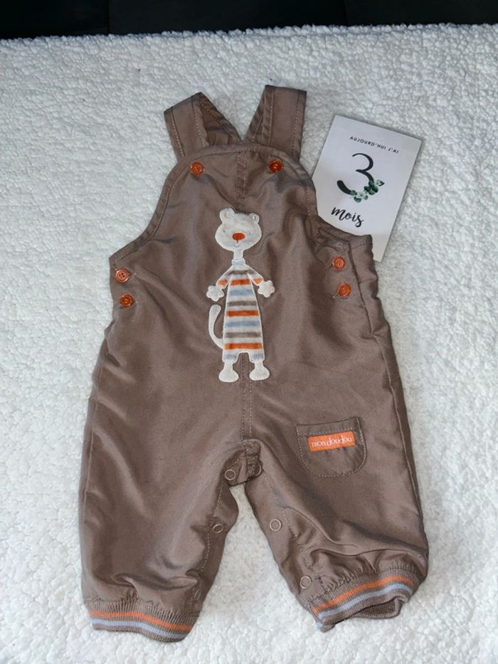 Salopette bébé marron et orange