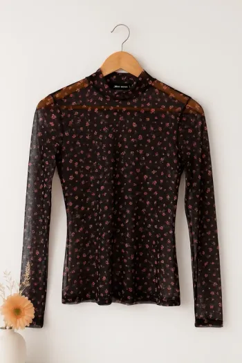 Top transparent fleuri Tally Weijl - Taille L