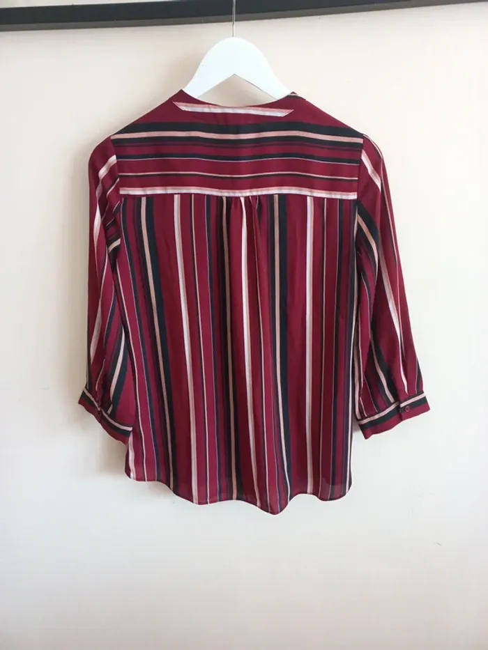Blouse rayée bordeau, noire et blanche – Chic & décontractée - photo numéro 3