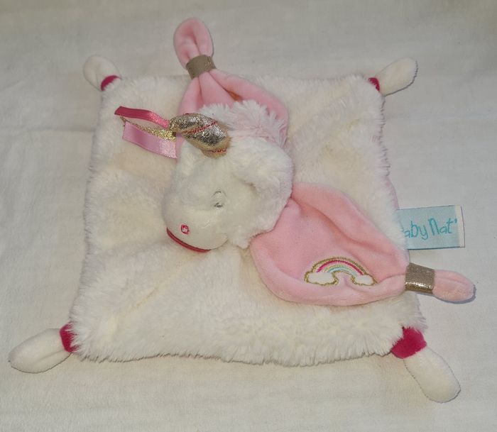 Lot de 2 doudous Licorne Arc-en-ciel Baby Nat - photo numéro 3
