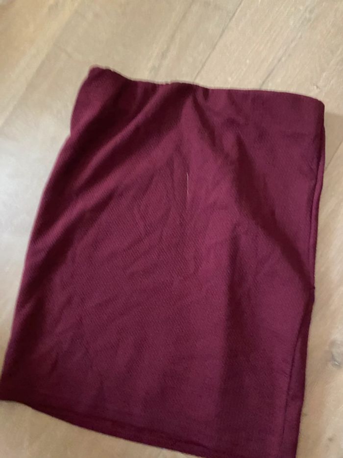 Jupe droite Mim rouge bordeaux - photo numéro 3
