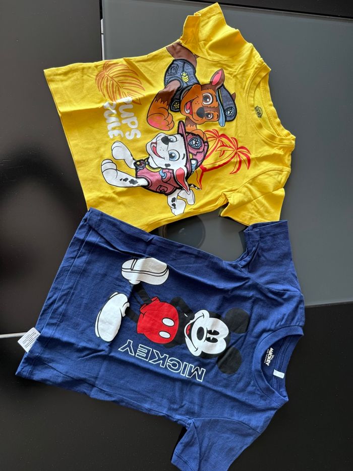 Lot 2 t-shirt 3 ans Pat Patrouille Mickey bleu