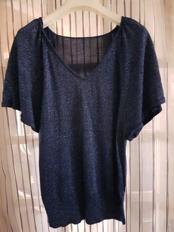 Pull fin bleu pailleté M/L