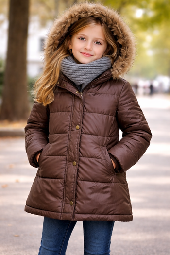 blouson marron capuche s'enlève 8 ans Troizenfants