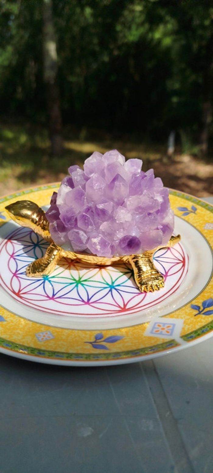 Tortue Royale en Améthyste 💫423g de Sérénité Minérale - photo numéro 2