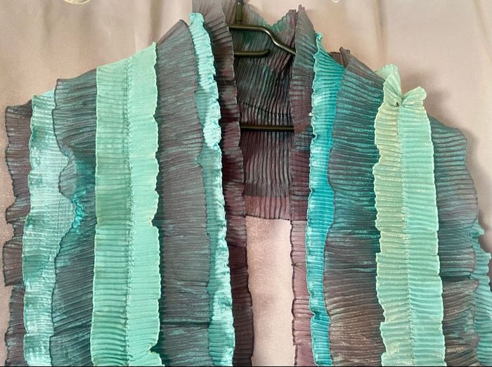 Écharpe gaufrée bleu/turquoise et verte - photo numéro 2